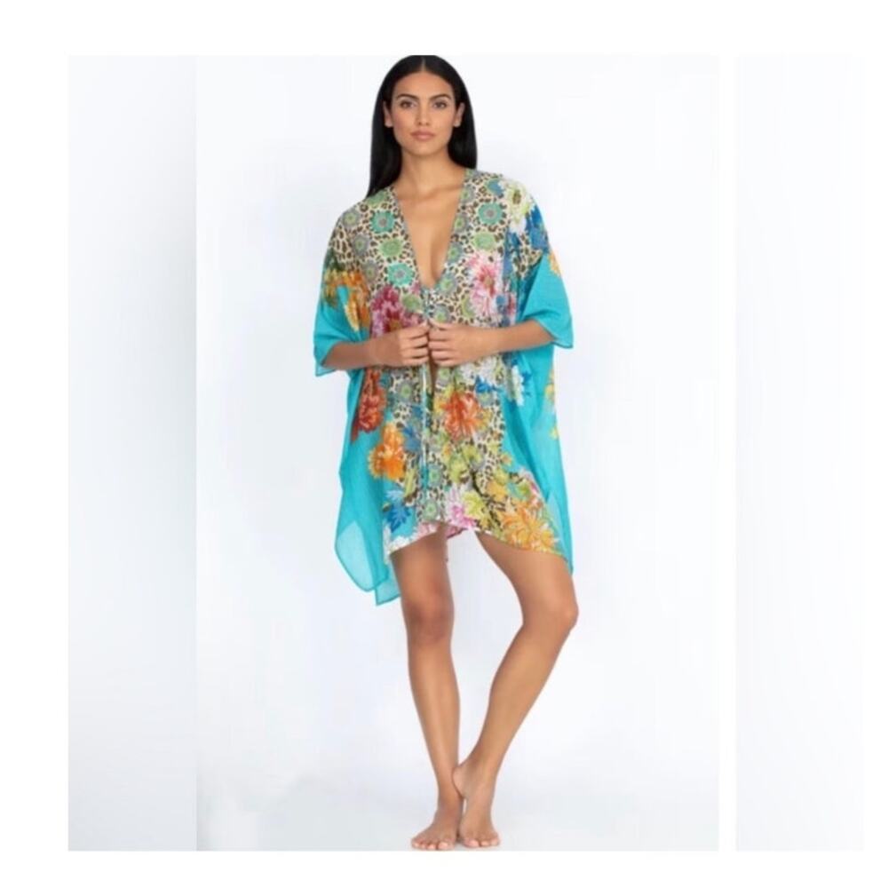 Johnny Was Blue Leopard & Floral Kimono Cover-up Size L/XL - Picture 11 of 11